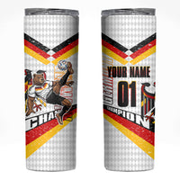 Personalized Germany Football Bear Mascot Skinny Tumbler Germany Flag Eagle Shield Distressed Comic Art