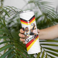 Personalized Germany Football Bear Mascot Skinny Tumbler Germany Flag Eagle Shield Distressed Comic Art