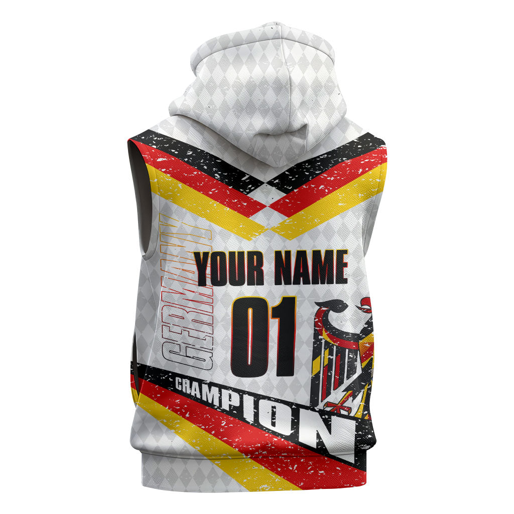 Personalized Germany Football Bear Mascot Sleeveless Hoodie Germany Flag Eagle Shield Distressed Comic Art