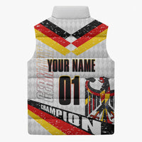 Personalized Germany Football Bear Mascot Sleeveless Puffer Jacket Germany Flag Eagle Shield Distressed Comic Art