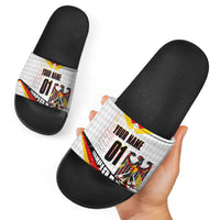 Personalized Germany Football Bear Mascot Slide Sandals Germany Flag Eagle Shield Distressed Comic Art