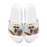 Personalized Germany Football Bear Mascot Slide Sandals Germany Flag Eagle Shield Distressed Comic Art