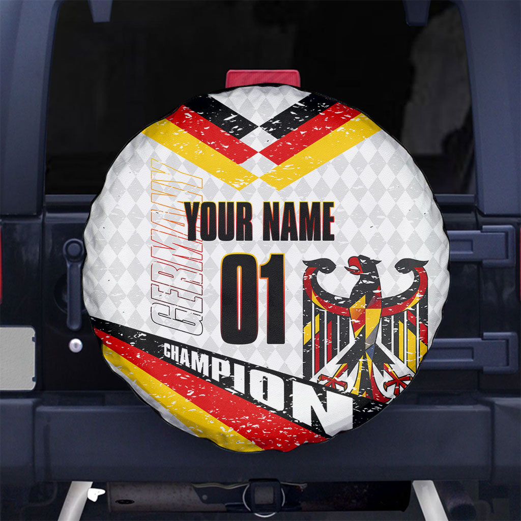 Personalized Germany Football Bear Mascot Spare Tire Cover Germany Flag Eagle Shield Distressed Comic Art