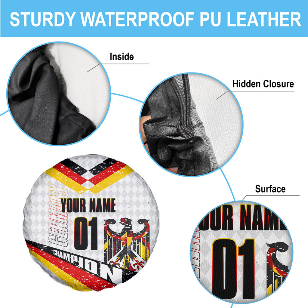 Personalized Germany Football Bear Mascot Spare Tire Cover Germany Flag Eagle Shield Distressed Comic Art