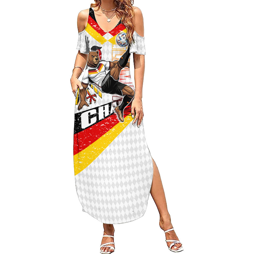Personalized Germany Football Bear Mascot Summer Maxi Dress Germany Flag Eagle Shield Distressed Comic Art