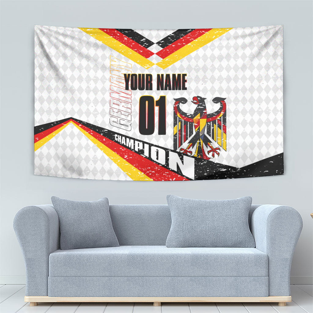 Personalized Germany Football Bear Mascot Tapestry Germany Flag Eagle Shield Distressed Comic Art