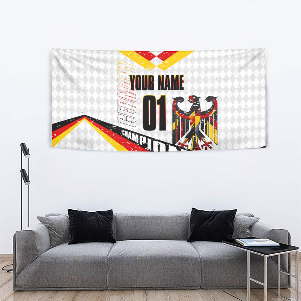 Personalized Germany Football Bear Mascot Tapestry Germany Flag Eagle Shield Distressed Comic Art