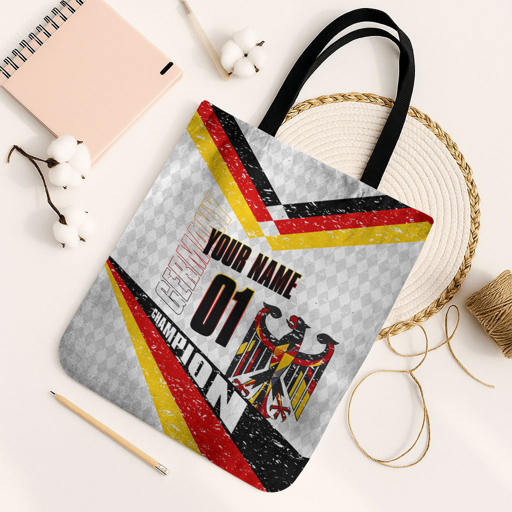 Personalized Germany Football Bear Mascot Tote Bag Germany Flag Eagle Shield Distressed Comic Art