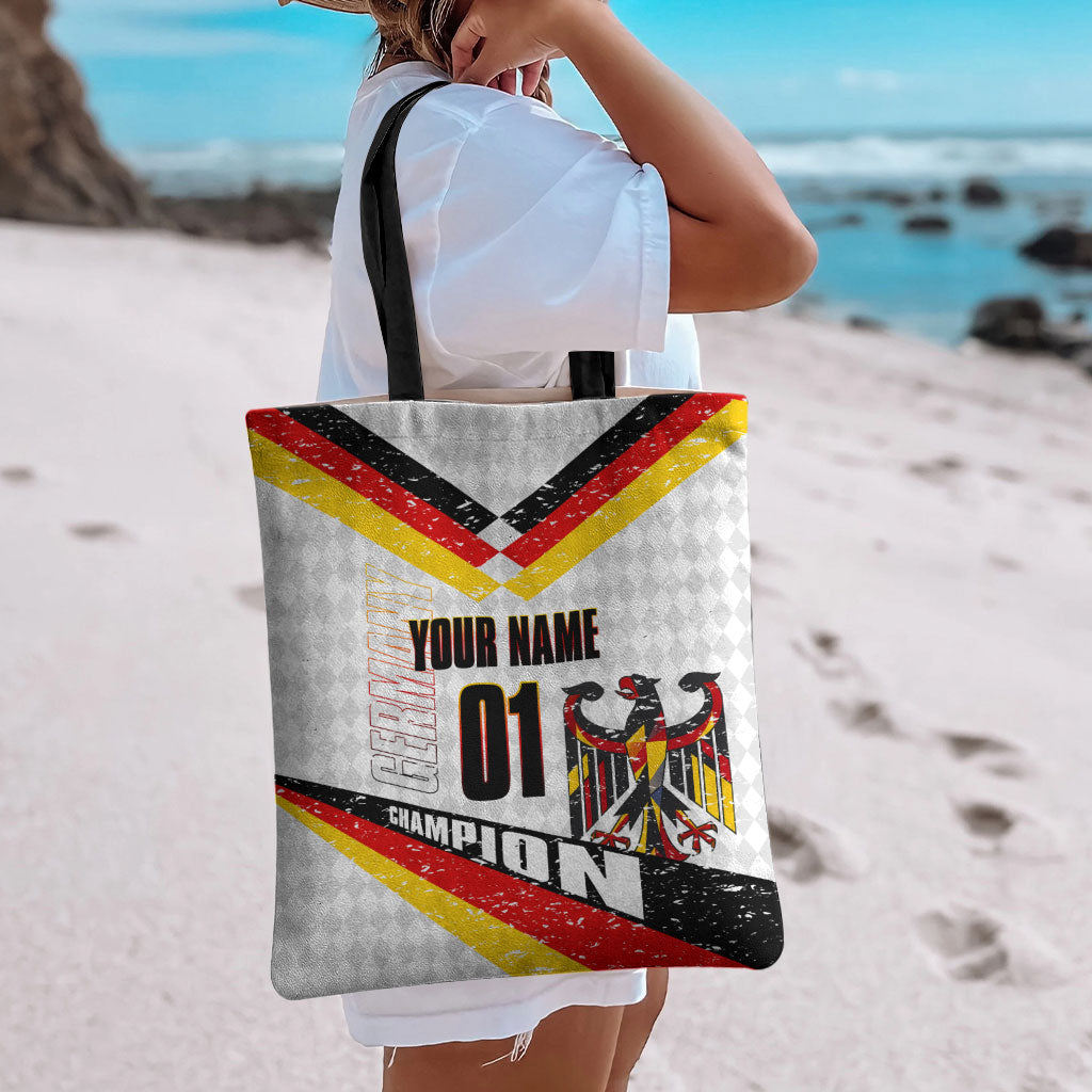 Personalized Germany Football Bear Mascot Tote Bag Germany Flag Eagle Shield Distressed Comic Art