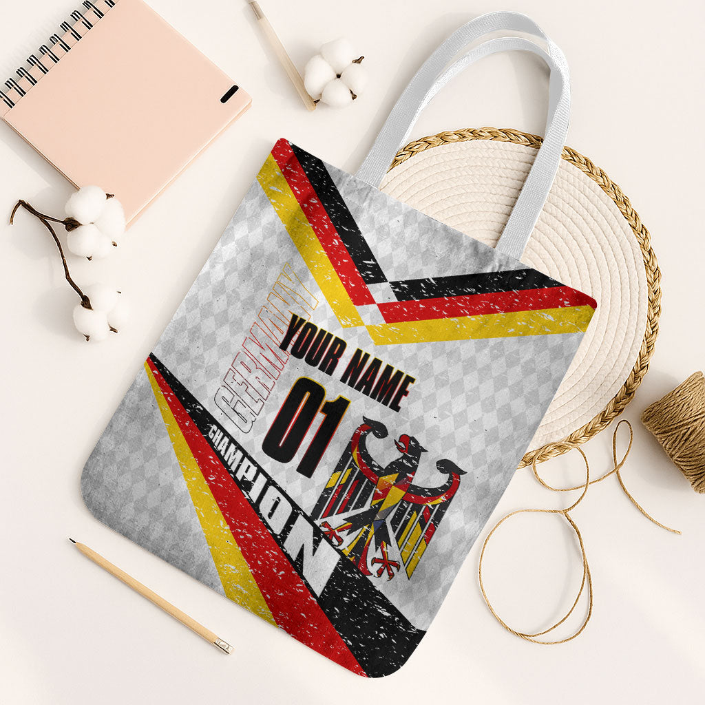 Personalized Germany Football Bear Mascot Tote Bag Germany Flag Eagle Shield Distressed Comic Art