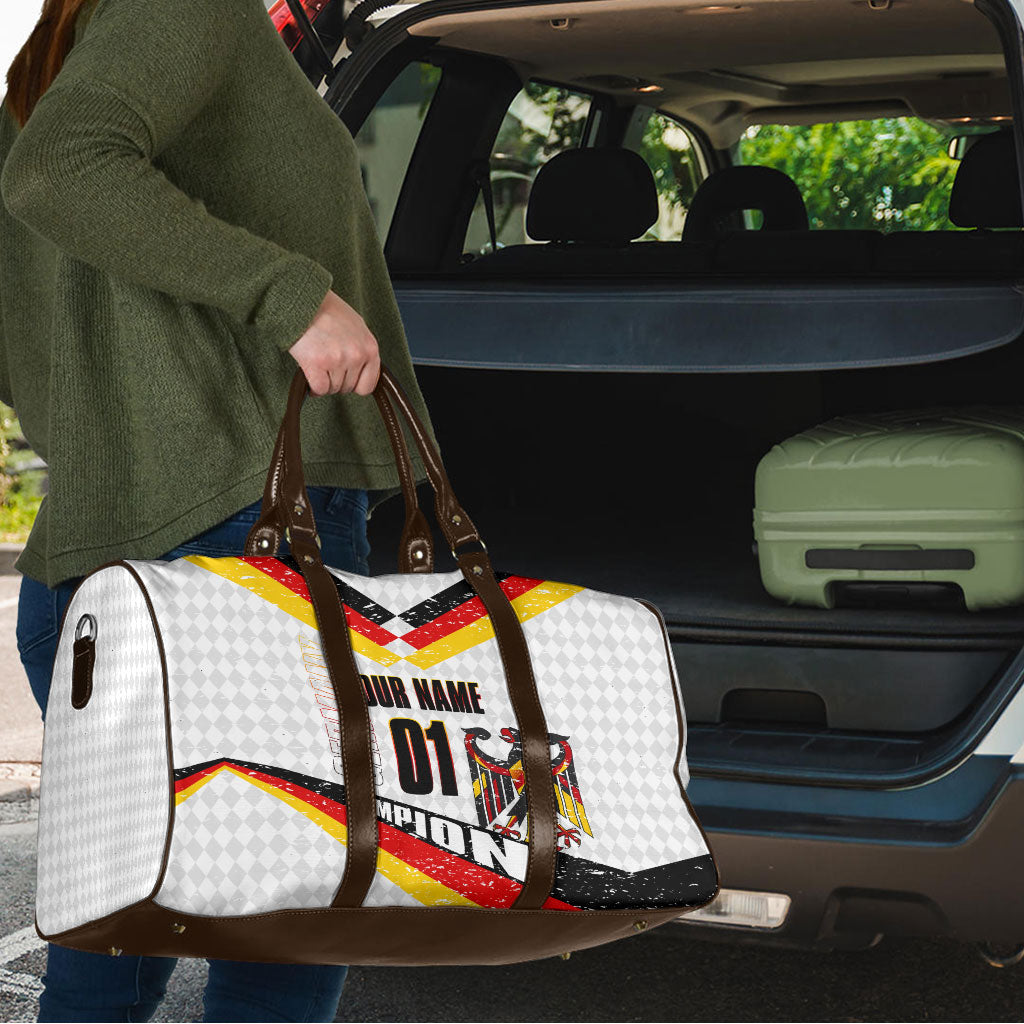Personalized Germany Football Bear Mascot Travel Bag Germany Flag Eagle Shield Distressed Comic Art