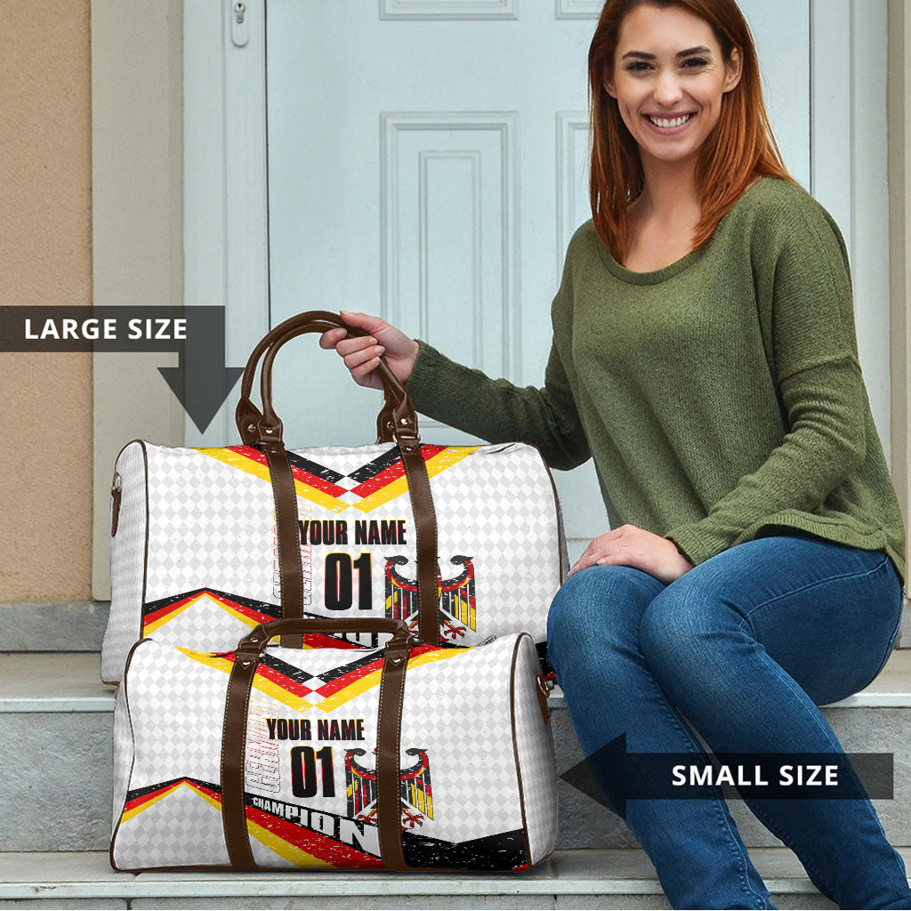 Personalized Germany Football Bear Mascot Travel Bag Germany Flag Eagle Shield Distressed Comic Art