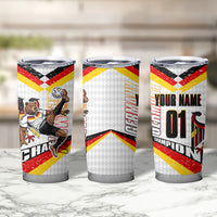 Personalized Germany Football Bear Mascot Tumbler Cup Germany Flag Eagle Shield Distressed Comic Art
