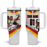 Personalized Germany Football Bear Mascot Tumbler With Handle Germany Flag Eagle Shield Distressed Comic Art