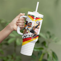 Personalized Germany Football Bear Mascot Tumbler With Handle Germany Flag Eagle Shield Distressed Comic Art