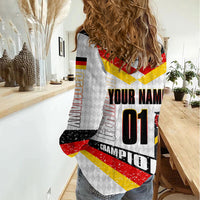 Personalized Germany Football Bear Mascot Women Casual Shirt Germany Flag Eagle Shield Distressed Comic Art
