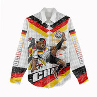 Personalized Germany Football Bear Mascot Women Casual Shirt Germany Flag Eagle Shield Distressed Comic Art