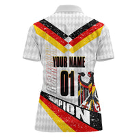 Personalized Germany Football Bear Mascot Women Polo Shirt Germany Flag Eagle Shield Distressed Comic Art