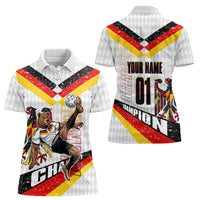 Personalized Germany Football Bear Mascot Women Polo Shirt Germany Flag Eagle Shield Distressed Comic Art