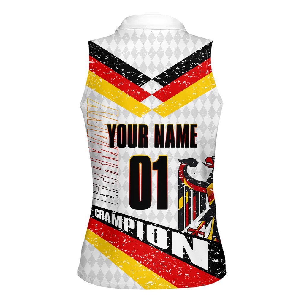 Personalized Germany Football Bear Mascot Women Sleeveless Polo Shirt Germany Flag Eagle Shield Distressed Comic Art