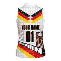 Personalized Germany Football Bear Mascot Women Sleeveless Polo Shirt Germany Flag Eagle Shield Distressed Comic Art