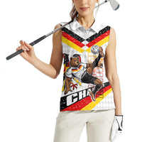 Personalized Germany Football Bear Mascot Women Sleeveless Polo Shirt Germany Flag Eagle Shield Distressed Comic Art