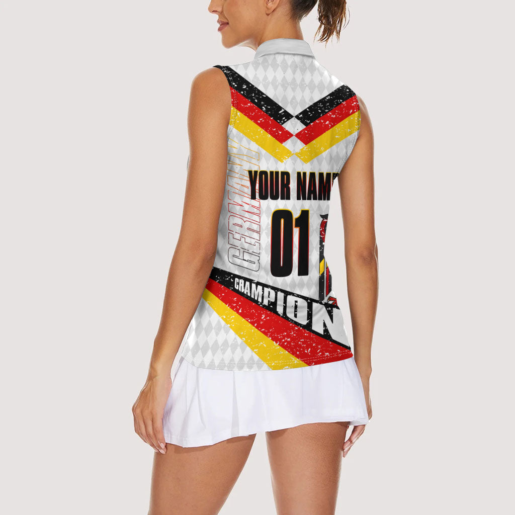 Personalized Germany Football Bear Mascot Women Sleeveless Polo Shirt Germany Flag Eagle Shield Distressed Comic Art