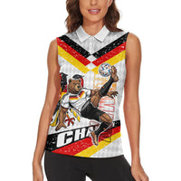 Personalized Germany Football Bear Mascot Women Sleeveless Polo Shirt Germany Flag Eagle Shield Distressed Comic Art