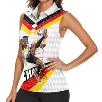 Personalized Germany Football Bear Mascot Women Sleeveless Polo Shirt Germany Flag Eagle Shield Distressed Comic Art