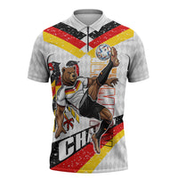Personalized Germany Football Bear Mascot Zipper Polo Shirt Germany Flag Eagle Shield Distressed Comic Art