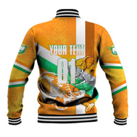 Personalized Ivory Coast Football Baseball Jacket Elephant Mascot Flag - Comic Style Graphic