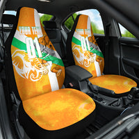 Personalized Ivory Coast Football Car Seat Cover Elephant Mascot Flag - Comic Style Graphic