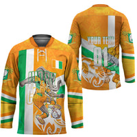 Personalized Ivory Coast Football Hockey Jersey Elephant Mascot Flag - Comic Style Graphic