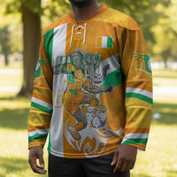 Personalized Ivory Coast Football Hockey Jersey Elephant Mascot Flag - Comic Style Graphic