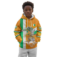 Personalized Ivory Coast Football Kid Hoodie Elephant Mascot Flag - Comic Style Graphic