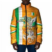Personalized Ivory Coast Football Padded Jacket Elephant Mascot Flag - Comic Style Graphic