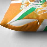 Personalized Ivory Coast Football Pillow Cover Elephant Mascot Flag - Comic Style Graphic