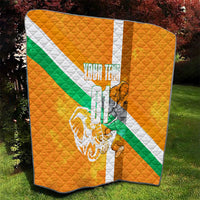 Personalized Ivory Coast Football Quilt Elephant Mascot Flag - Comic Style Graphic