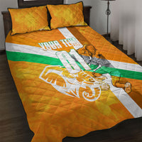Personalized Ivory Coast Football Quilt Bed Set Elephant Mascot Flag - Comic Style Graphic