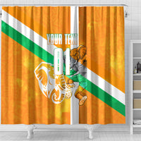 Personalized Ivory Coast Football Shower Curtain Elephant Mascot Flag - Comic Style Graphic