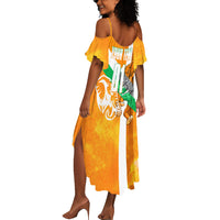 Personalized Ivory Coast Football Summer Maxi Dress Elephant Mascot Flag - Comic Style Graphic