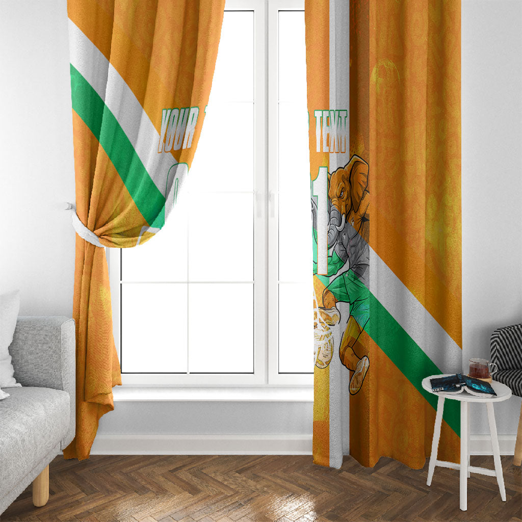 Personalized Ivory Coast Football Window Curtain Elephant Mascot Flag - Comic Style Graphic