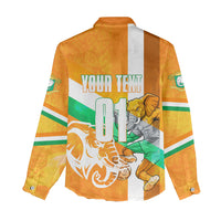 Personalized Ivory Coast Football Women Casual Shirt Elephant Mascot Flag - Comic Style Graphic