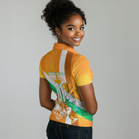 Personalized Ivory Coast Football Women Polo Shirt Elephant Mascot Flag - Comic Style Graphic