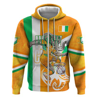 Personalized Ivory Coast Football Zip Hoodie Elephant Mascot Flag - Comic Style Graphic