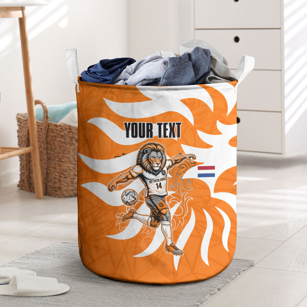 Personalized Netherlands Football Lion Mascot Laundry Basket Dutch Orange Flag Windmill Symbol Comic