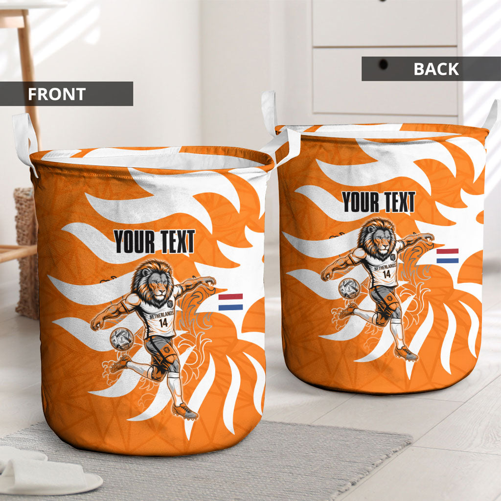 Personalized Netherlands Football Lion Mascot Laundry Basket Dutch Orange Flag Windmill Symbol Comic
