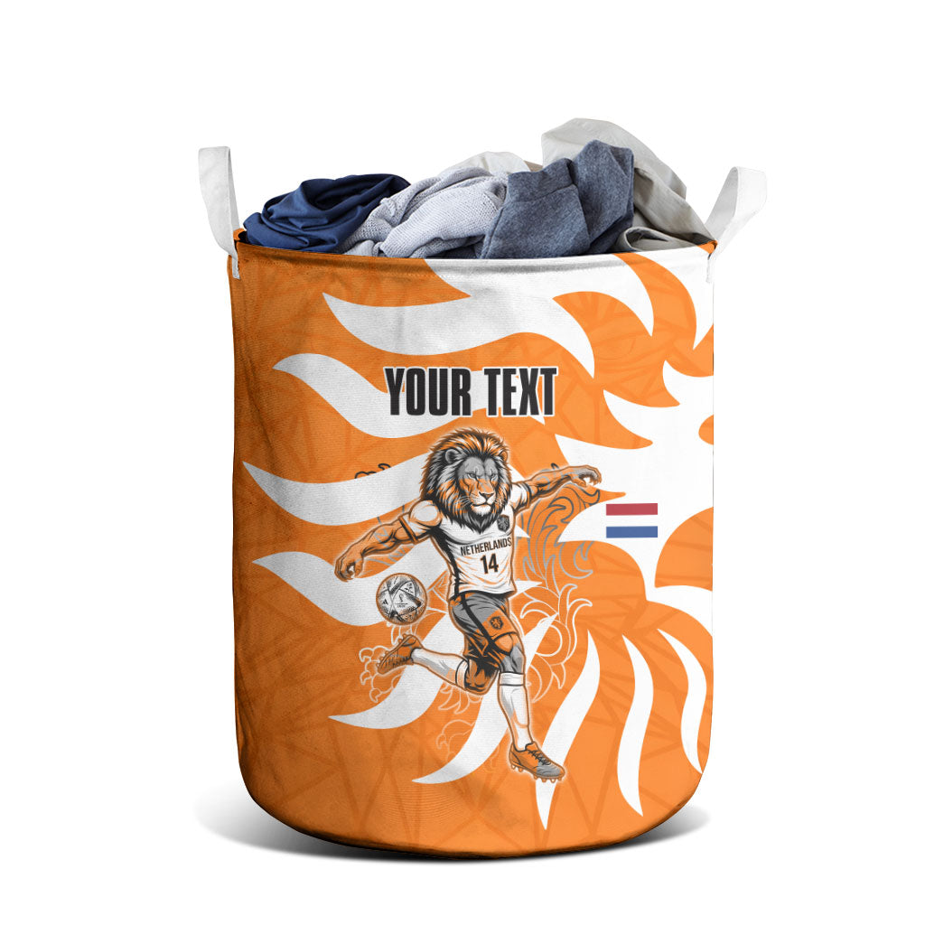 Personalized Netherlands Football Lion Mascot Laundry Basket Dutch Orange Flag Windmill Symbol Comic