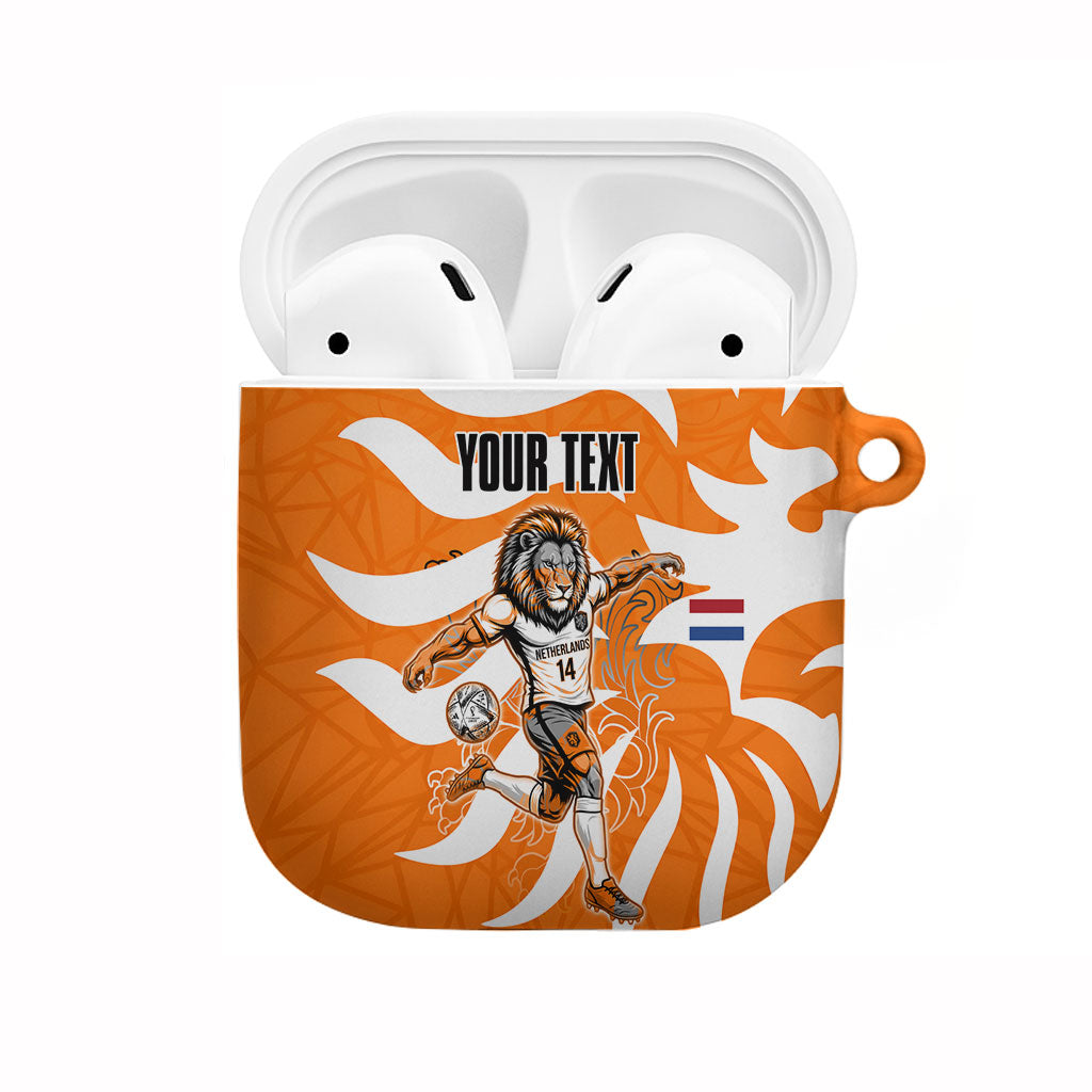 Personalized Netherlands Football Lion Mascot AirPods Case Dutch Orange Flag Windmill Symbol Comic