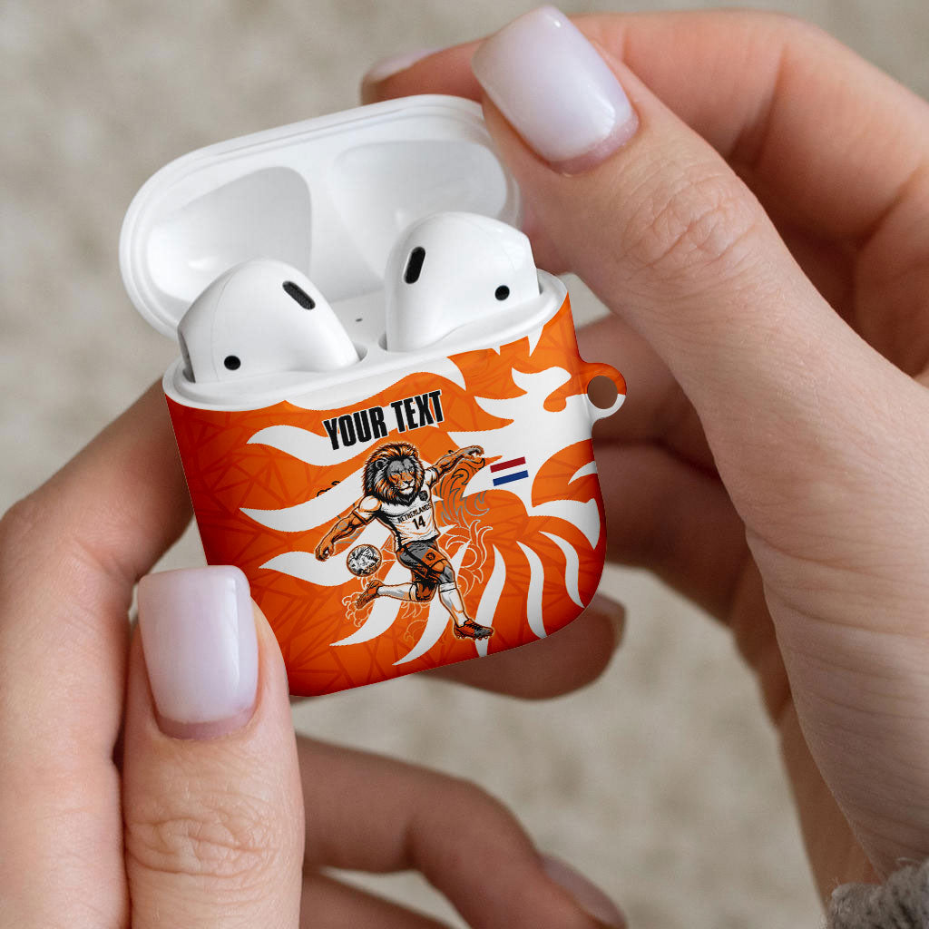 Personalized Netherlands Football Lion Mascot AirPods Case Dutch Orange Flag Windmill Symbol Comic